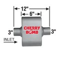 Ap Exhaust MUFFLER - CHERRY BOMB EXTREME, C/C, 12IN OAL, 3IN 7428CB